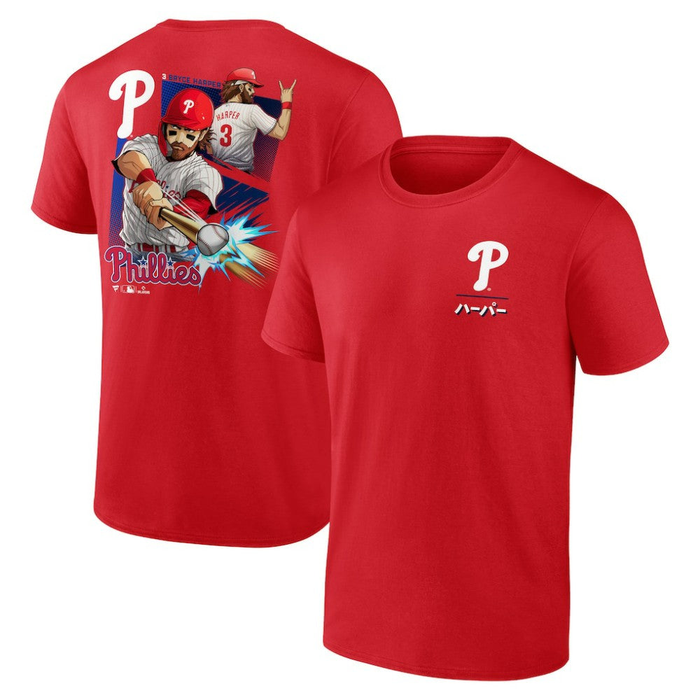 Red Bryce Harper Philadelphia Phillies Anime Player T-Shirt