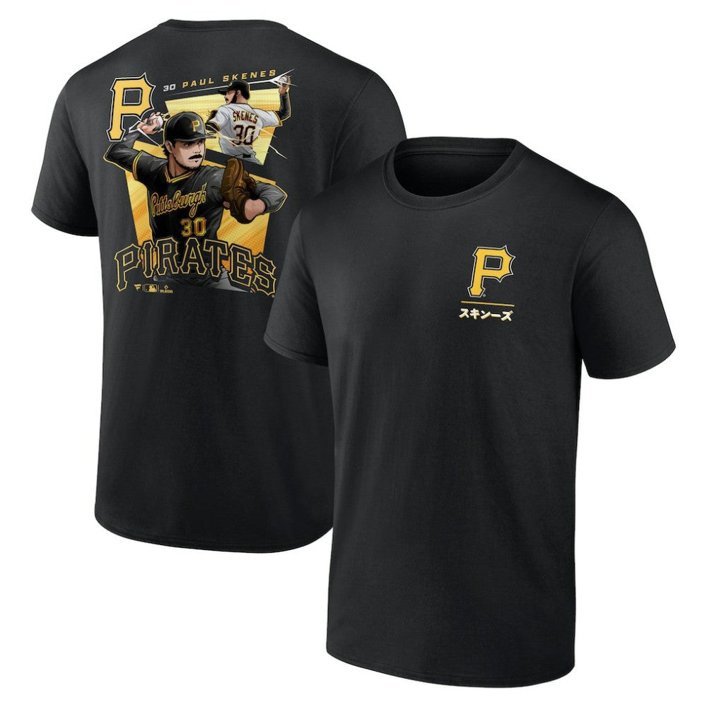 Black Paul Skenes Pittsburgh Pirates Anime Player T-Shirt