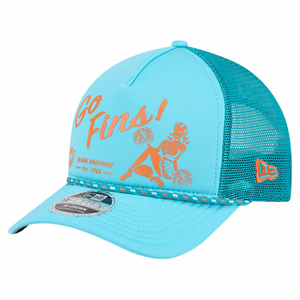 Gas Station 9FORTY A-Frame M-Crown Adjustable Trucker Hat - Miami Dolphins Hats