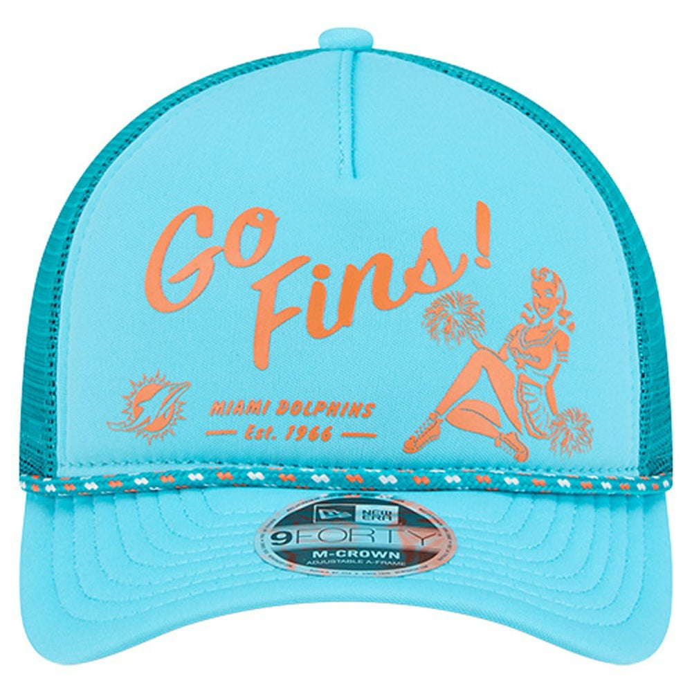 Gas Station 9FORTY A-Frame M-Crown Adjustable Trucker Hat - Miami Dolphins Hats