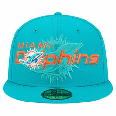 Overlap Wordmark 59FIFTY Fitted Hat - Miami Dolphins Hats