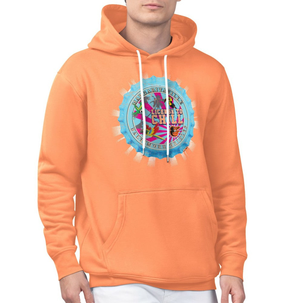 Orange Baltimore Orioles Margaritaville Chill Bottle Cap Fleece Pullover Hoodie