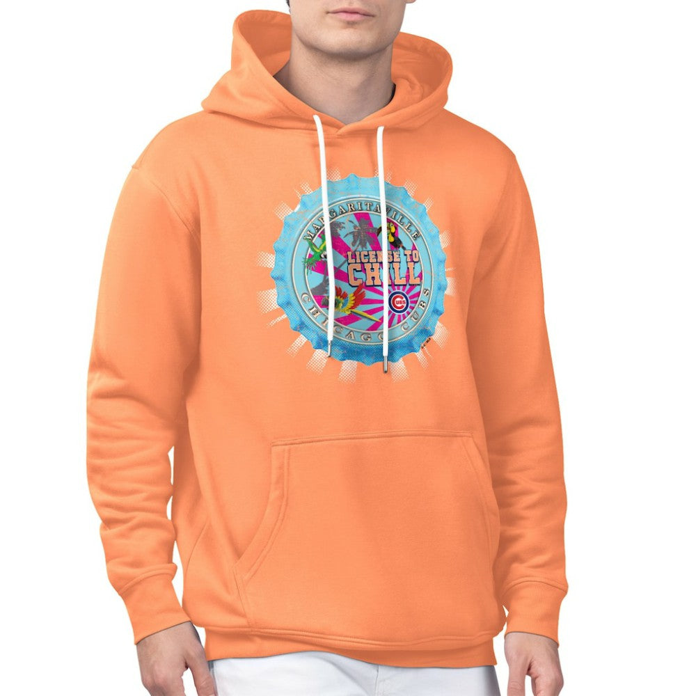 Orange Chicago Cubs Margaritaville Chill Bottle Cap Fleece Pullover Hoodie