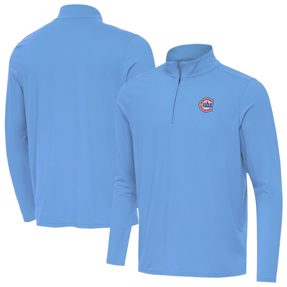 Powder Blue Chicago Cubs Antigua Alternate Logo Intent Quarter-Zip Pullover