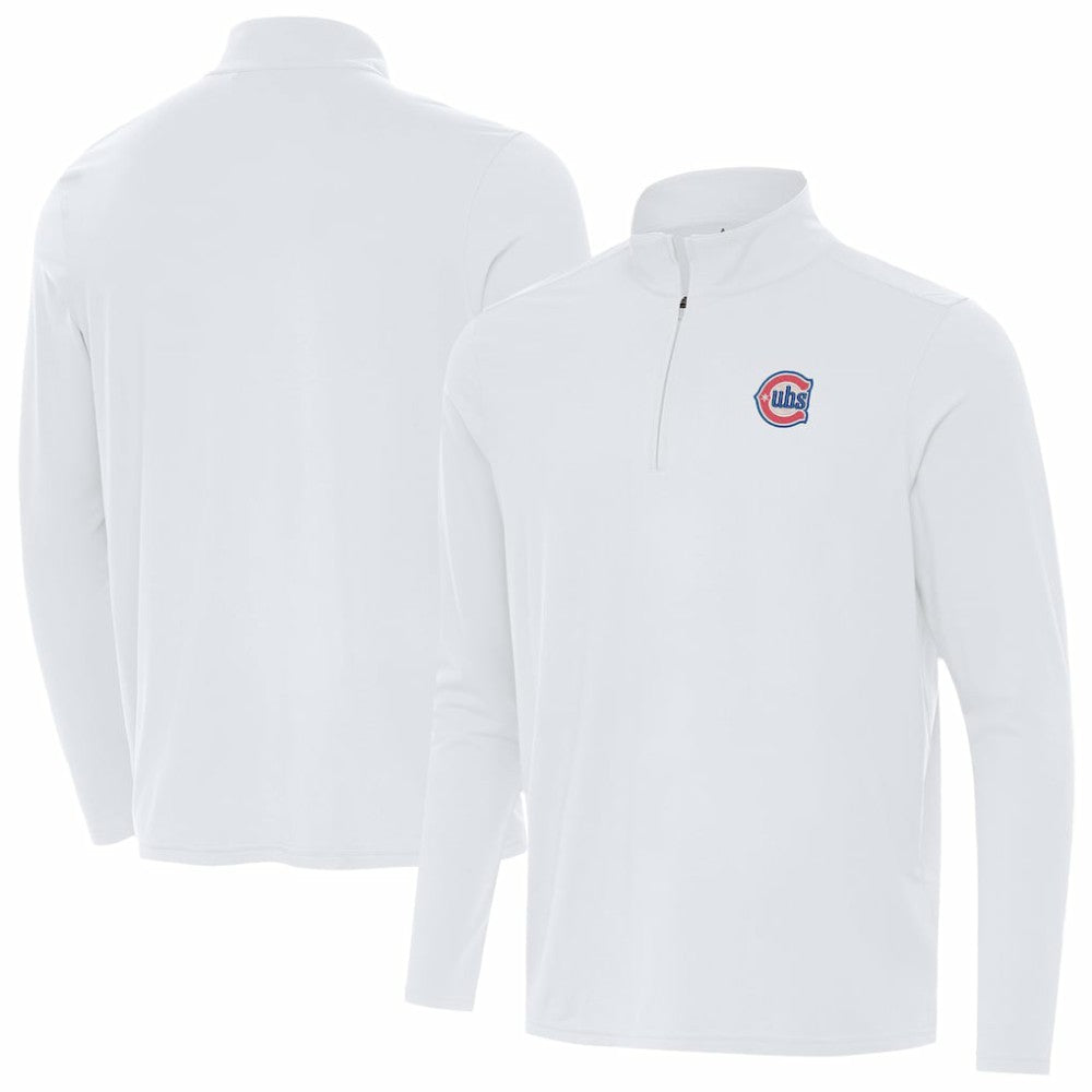 White Chicago Cubs Antigua Alternate Logo Intent Quarter-Zip Pullover