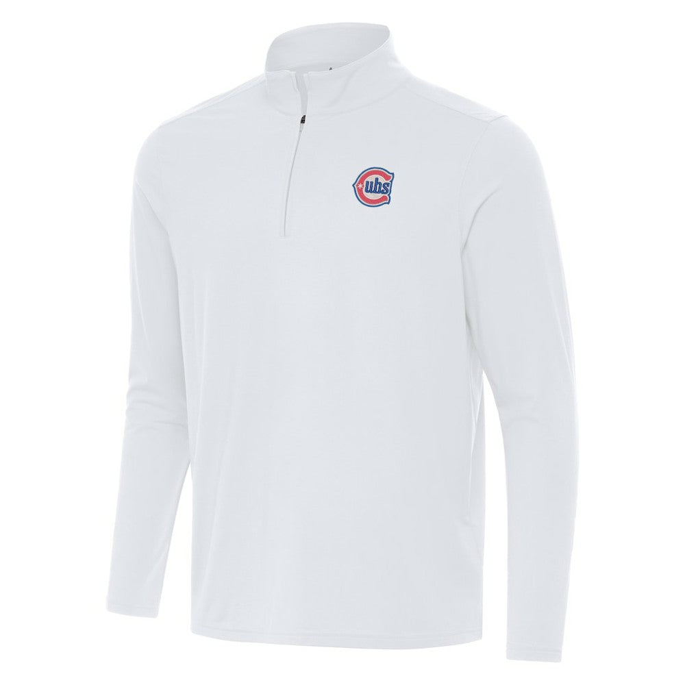 White Chicago Cubs Antigua Alternate Logo Intent Quarter-Zip Pullover