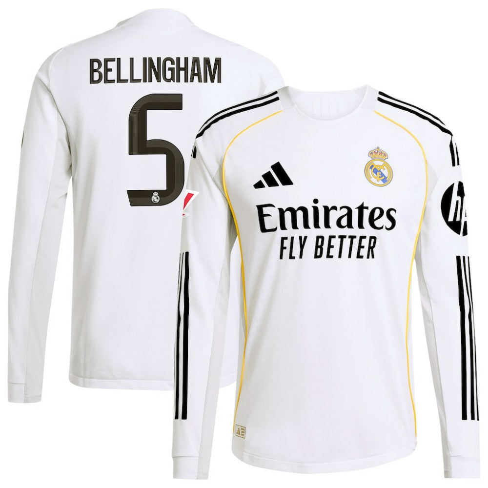Jude Bellingham Real Madrid 2025/26 Home Long Sleeve Jersey