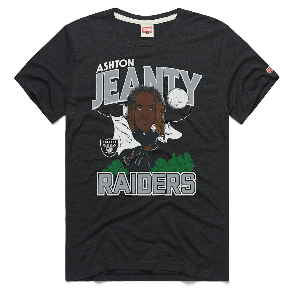 Ashton Jeanty  Homage Unisex Caricature Player Graphic Tri-Blend T-Shirt - Las Vegas Raiders T-shirts