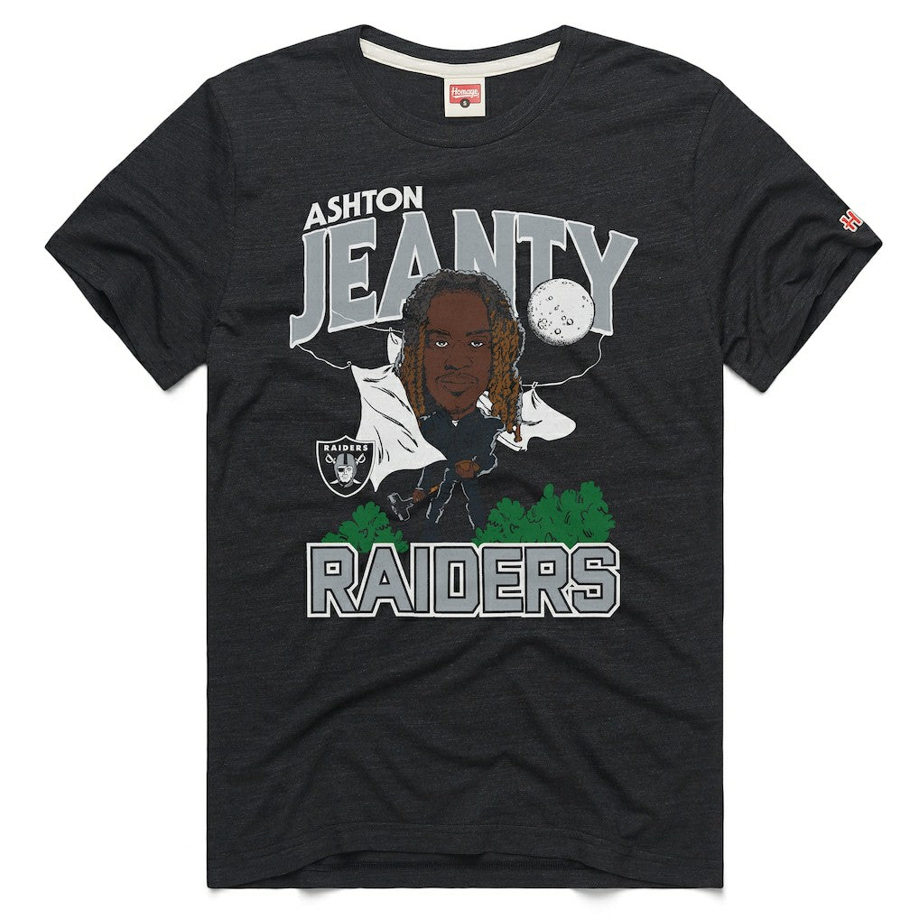 Ashton Jeanty  Homage Unisex Caricature Player Graphic Tri-Blend T-Shirt - Las Vegas Raiders T-shirts