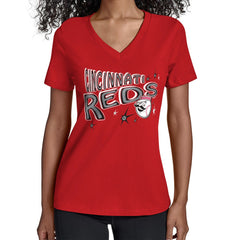 Red Cincinnati Reds Starter Women's Fireworks V-Neck T-Shirt