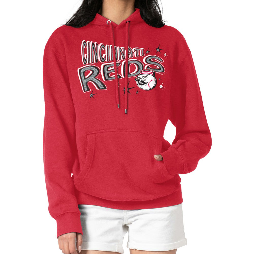 Red Cincinnati Reds Starter Women's Fireworks Fleece Tri-Blend Pullover Hoodie