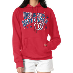 Red Washington Nationals Starter Women's Fireworks Fleece Tri-Blend Pullover Hoodie