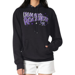 Black Colorado Rockies Starter Women's Fireworks Fleece Tri-Blend Pullover Hoodie