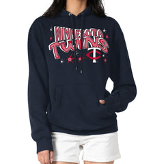 Navy Minnesota Twins Starter Women's Fireworks Fleece Tri-Blend Pullover Hoodie