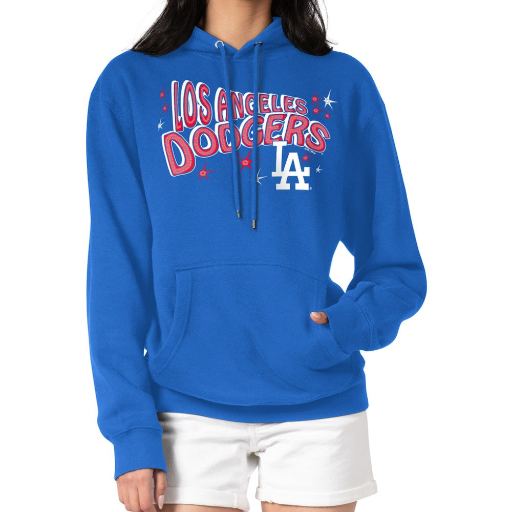 Royal Los Angeles Dodgers Starter Women's Fireworks Fleece Tri-Blend Pullover Hoodie