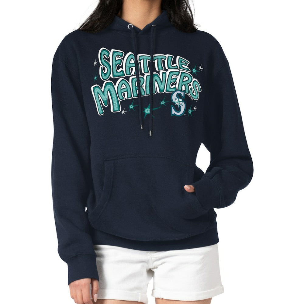 Navy Seattle Mariners Starter Women's Fireworks Fleece Tri-Blend Pullover Hoodie