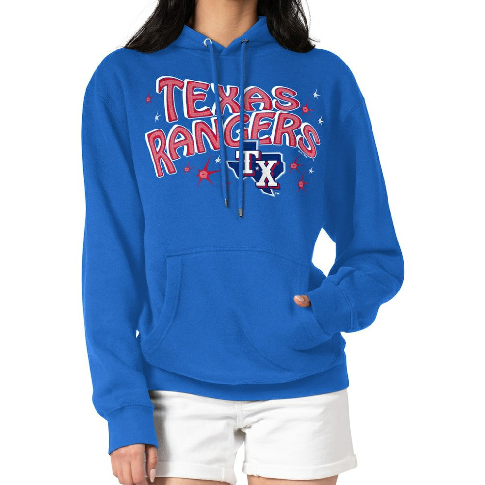 Royal Texas Rangers Starter Women's Fireworks Fleece Tri-Blend Pullover Hoodie