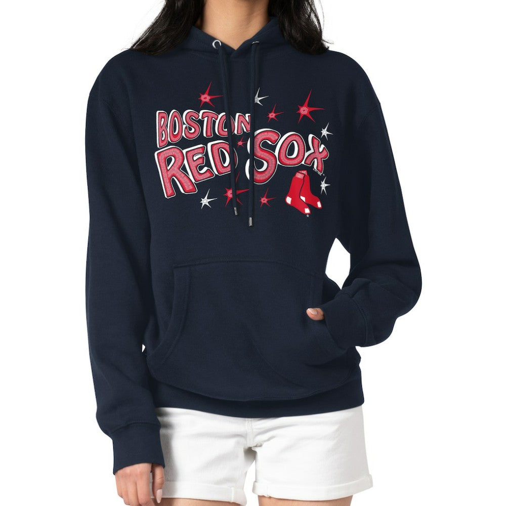 Navy Boston Red Sox Starter Women's Fireworks Fleece Tri-Blend Pullover Hoodie