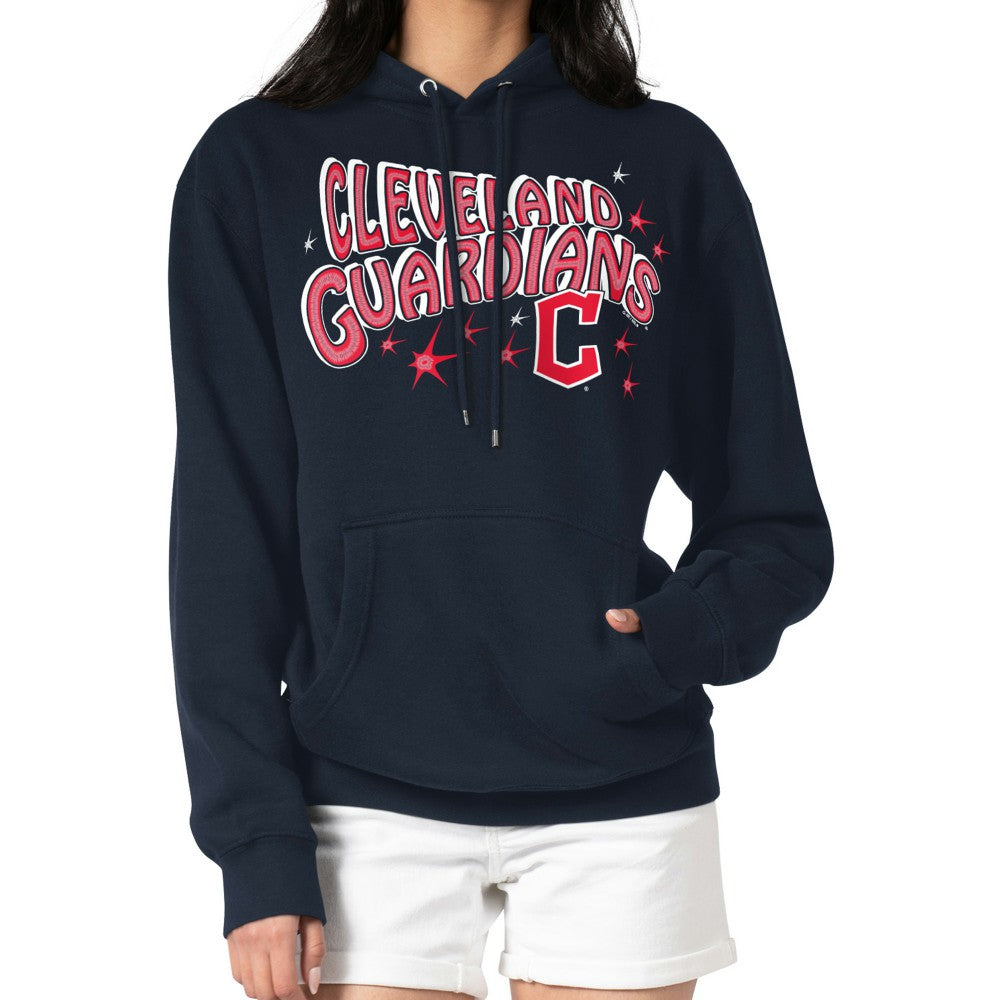 Navy Cleveland Guardians Starter Women's Fireworks Fleece Tri-Blend Pullover Hoodie
