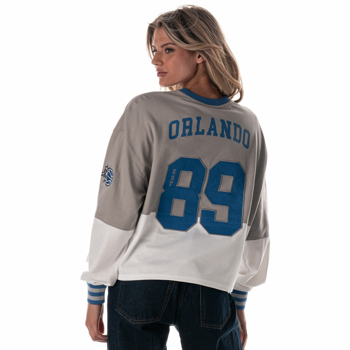 Orlando Magic The Wild Collective Women's Cropped Long-Sleeve Fashion Crewneck Sweatshirt