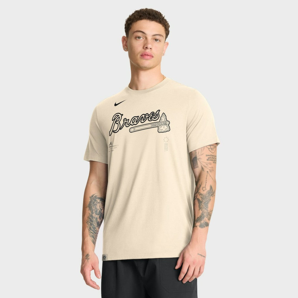 Natural Atlanta Braves Nike Wordmark Tri-Blend T-Shirt
