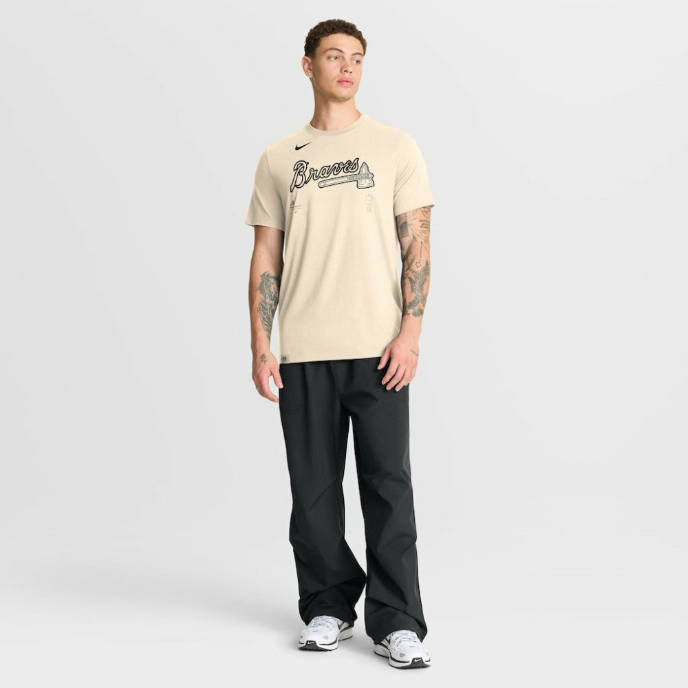 Natural Atlanta Braves Nike Wordmark Tri-Blend T-Shirt