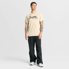 Natural Atlanta Braves Nike Wordmark Tri-Blend T-Shirt
