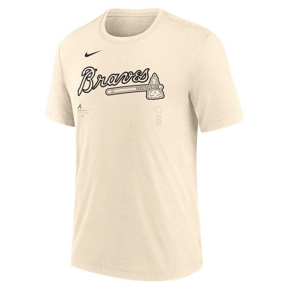 Natural Atlanta Braves Nike Wordmark Tri-Blend T-Shirt