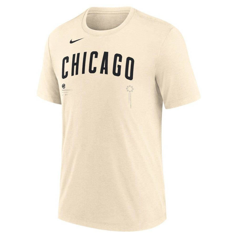 Natural Chicago Cubs Nike Wordmark Tri-Blend T-Shirt