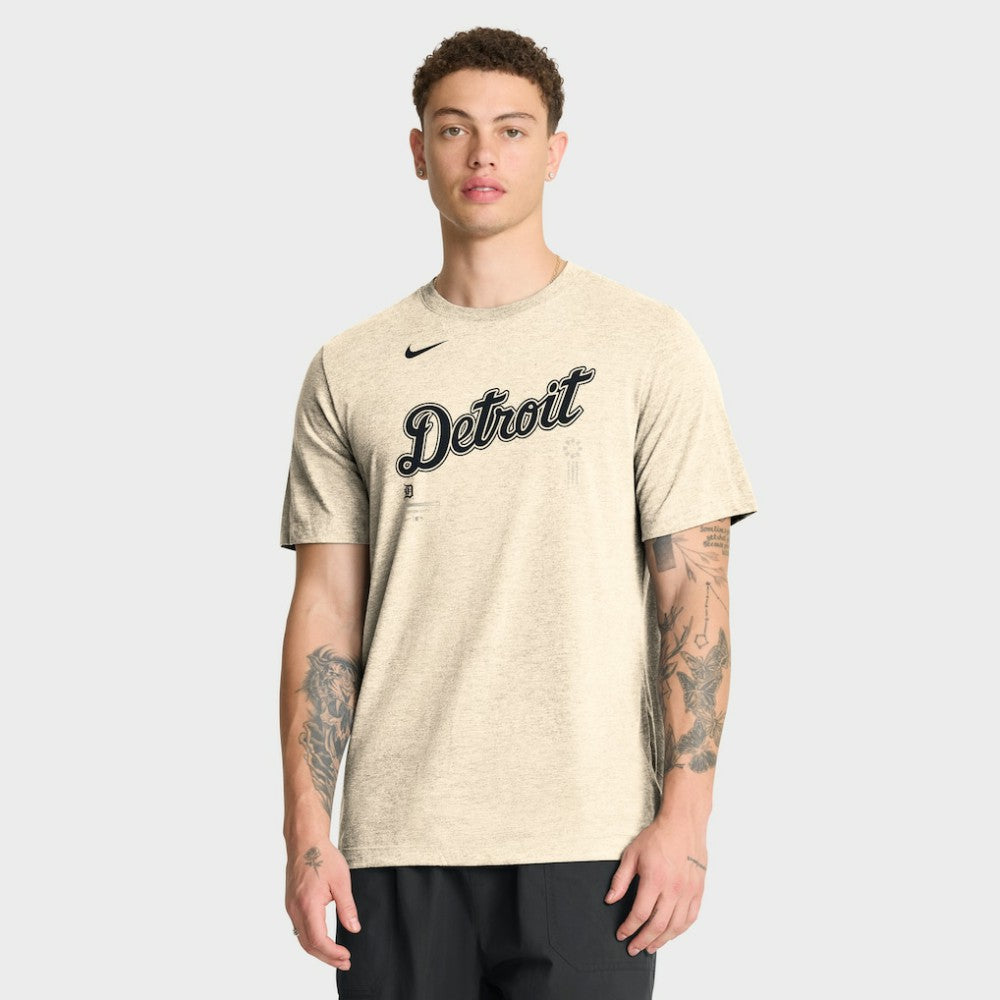 Natural Detroit Tigers Nike Wordmark Tri-Blend T-Shirt