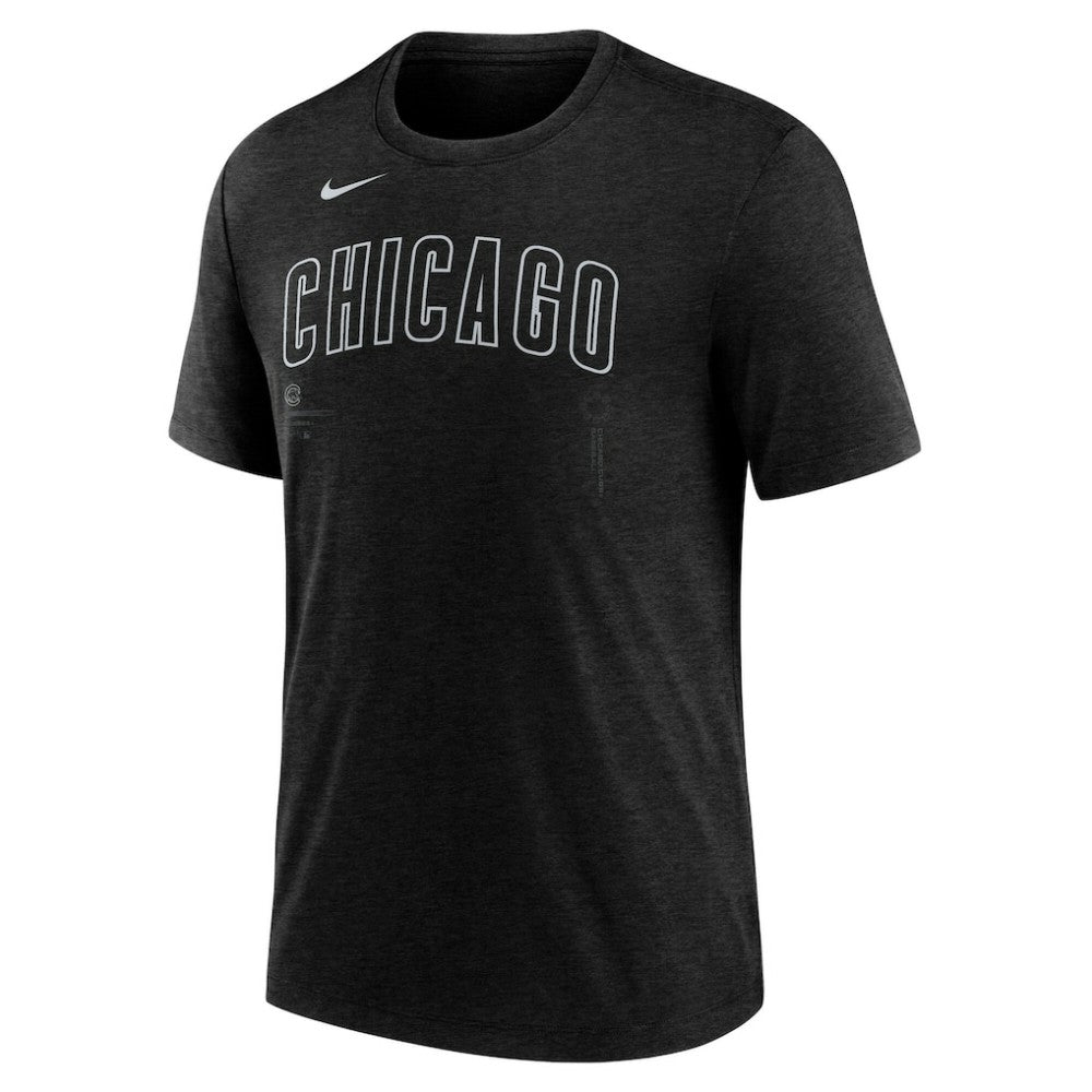 Heather Black Chicago Cubs Nike Wordmark Tri-Blend T-Shirt