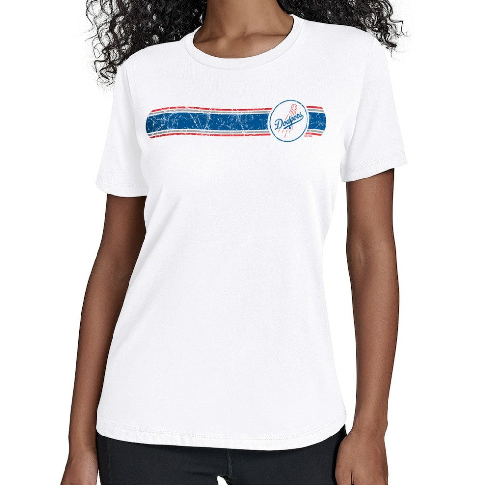 White Los Angeles Dodgers Starter Women's Team Stripe T-Shirt