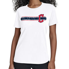 White Cleveland Guardians Starter Women's Team Stripe T-Shirt