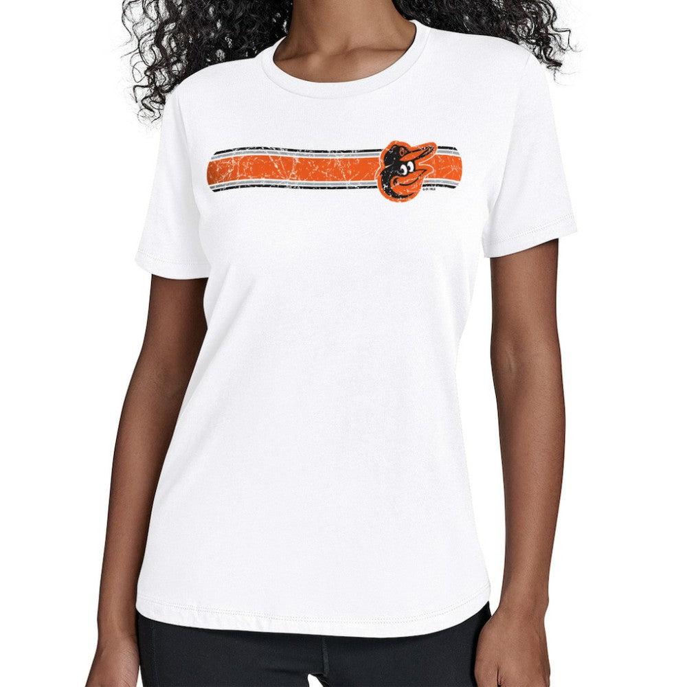 White Baltimore Orioles Starter Women's Team Stripe T-Shirt