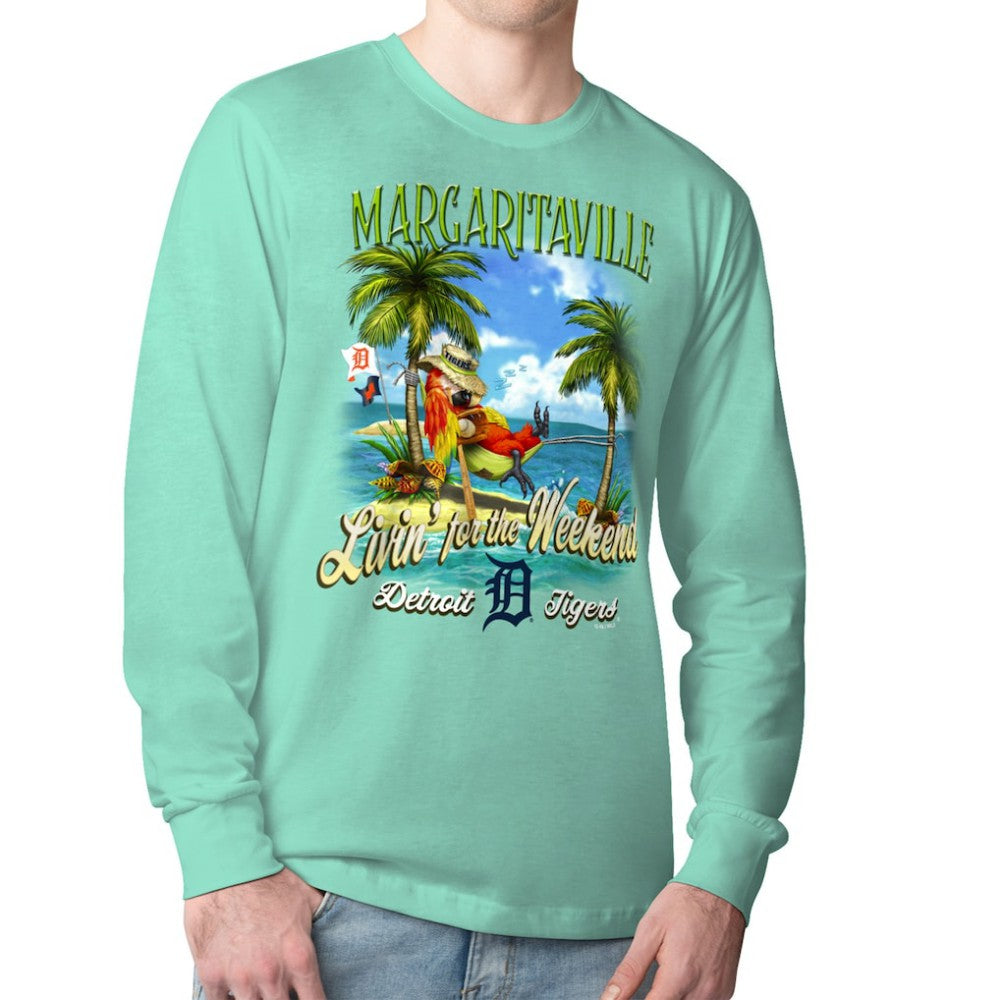 Mint Detroit Tigers Margaritaville Livin' for the Weekend Long Sleeve T-Shirt