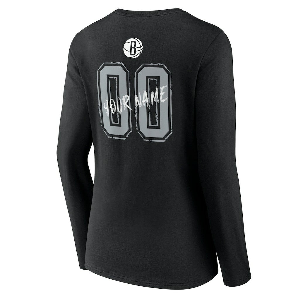 Brooklyn Nets Women's Hustle Custom Long Sleeve V-Neck T-Shirt