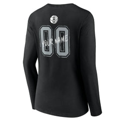 Brooklyn Nets Women's Hustle Custom Long Sleeve V-Neck T-Shirt