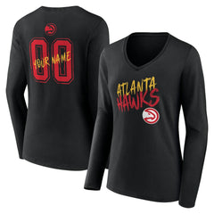 Atlanta Hawks Women's Hustle Custom Long Sleeve V-Neck T-Shirt