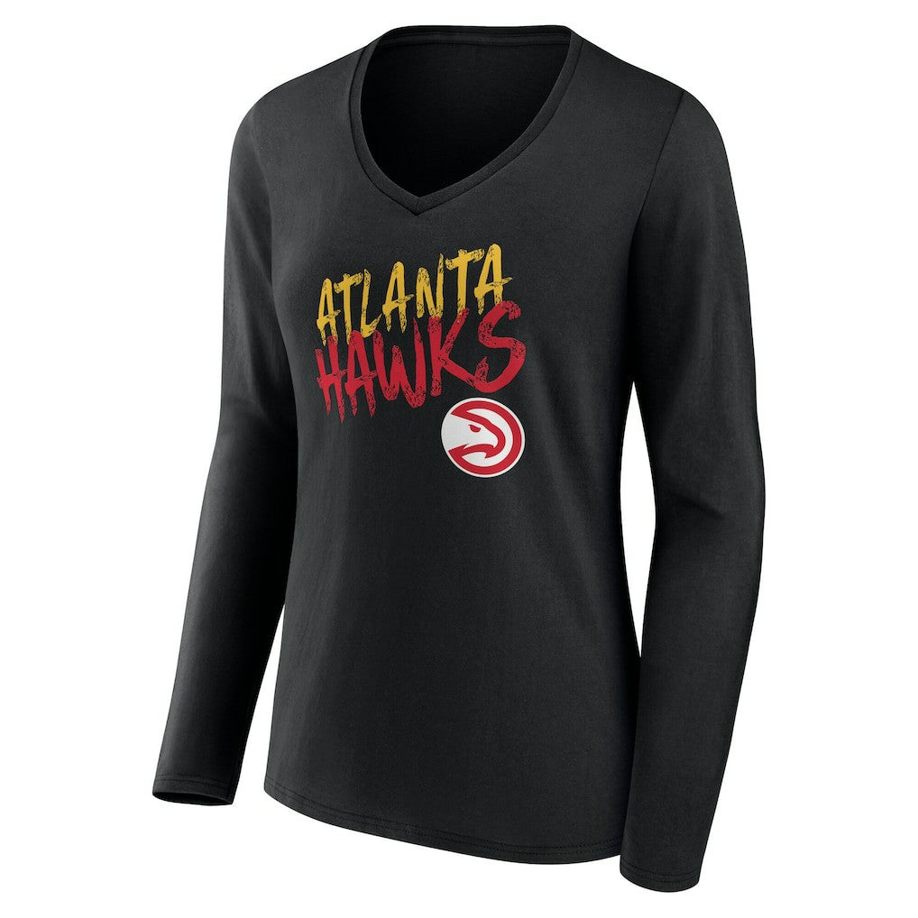 Atlanta Hawks Women's Hustle Custom Long Sleeve V-Neck T-Shirt