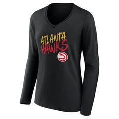 Atlanta Hawks Women's Hustle Custom Long Sleeve V-Neck T-Shirt