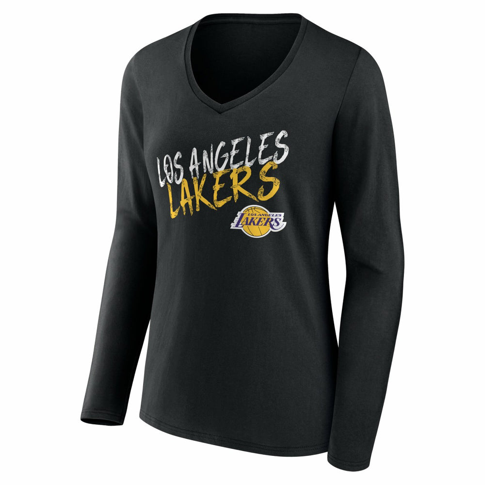 Los Angeles Lakers Women's Hustle Custom Long Sleeve V-Neck T-Shirt