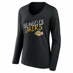 Los Angeles Lakers Women's Hustle Custom Long Sleeve V-Neck T-Shirt