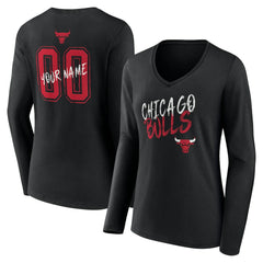 Chicago Bulls Women's Hustle Custom Long Sleeve V-Neck T-Shirt sale