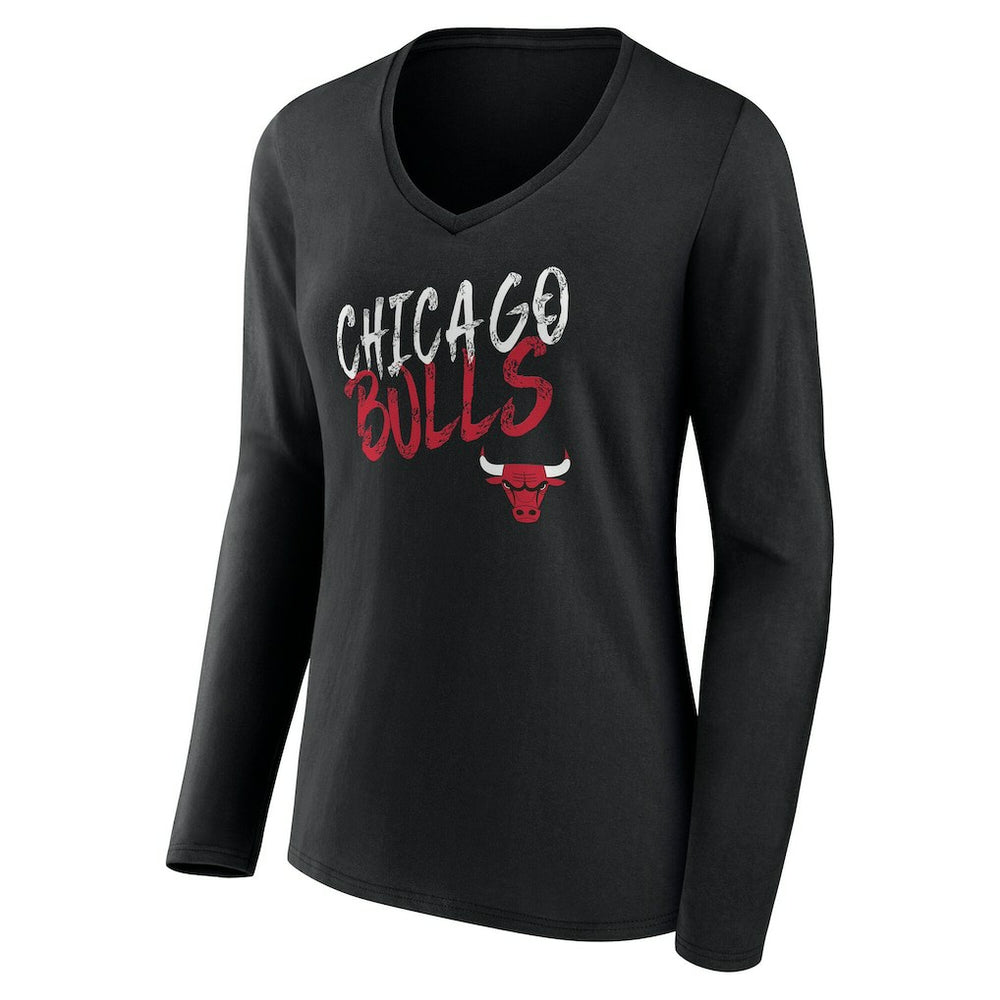 Chicago Bulls Women's Hustle Custom Long Sleeve V-Neck T-Shirt sale
