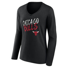 Chicago Bulls Women's Hustle Custom Long Sleeve V-Neck T-Shirt sale