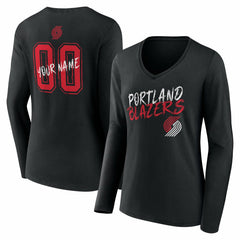 Portland Trail Blazers Women's Hustle Custom Long Sleeve V-Neck T-Shirt