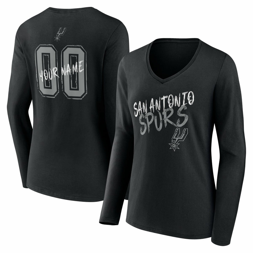 San Antonio Spurs Women's Hustle Custom Long Sleeve V-Neck T-Shirt