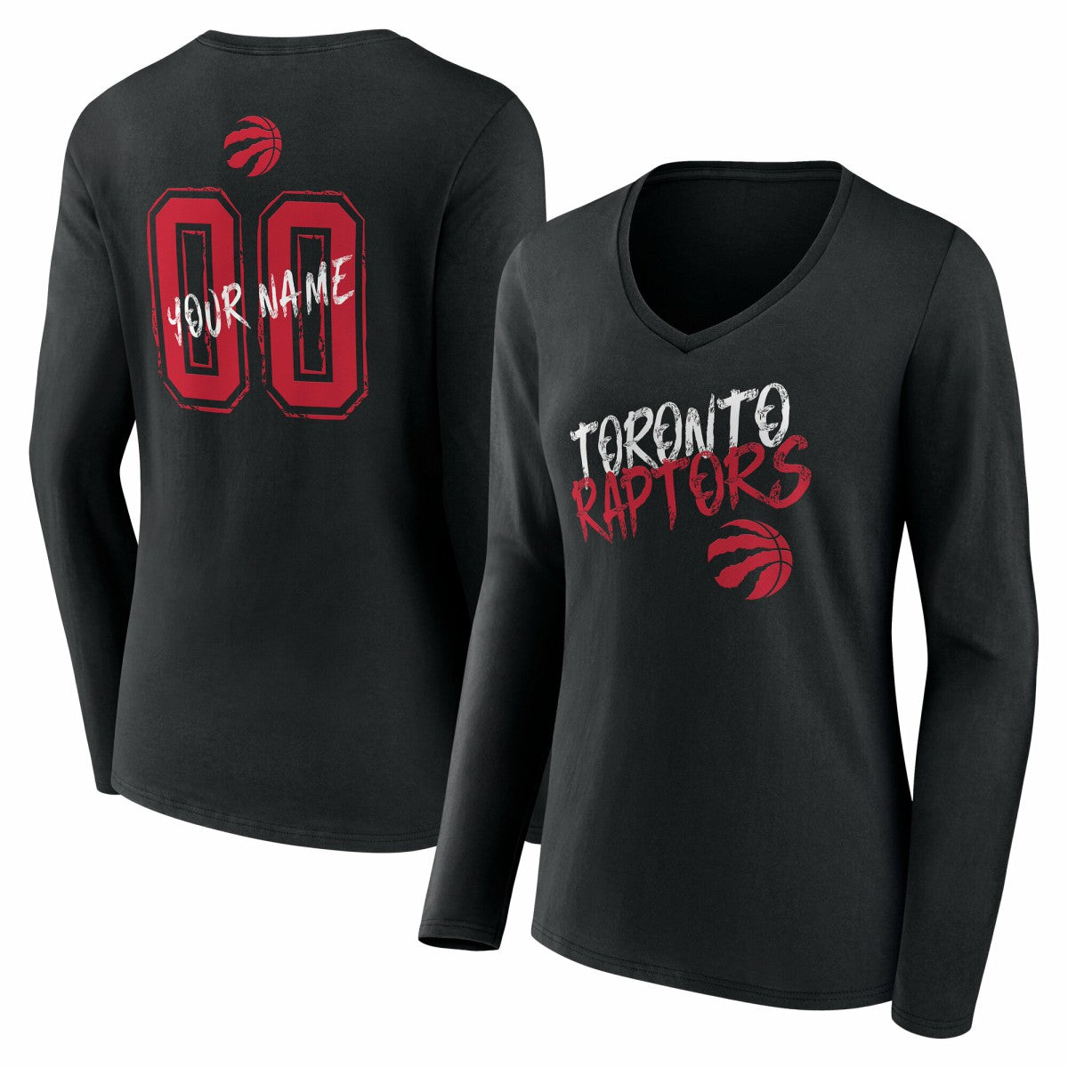Toronto Raptors Women's Hustle Custom Long Sleeve V-Neck T-Shirt