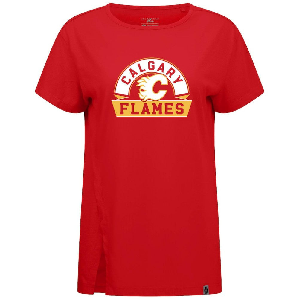 NHL Calgary Flames Levelwear Women's Influx Banner Arch T-Shirt