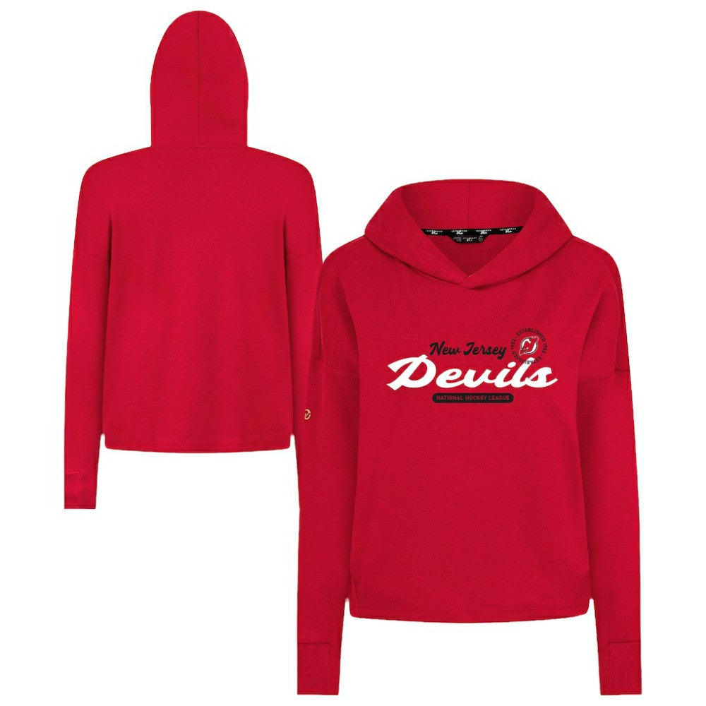 NHL New Jersey Devils Levelwear Women's Sweet Monument Tri-Blend Cropped Pullover Hoodie